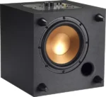 Klipsch R-8SW : caisson de basses 20 cm, 50W RMS. Basses profondes et précises pour home cinéma et pièces de 15 à 25 m² au Maroc.